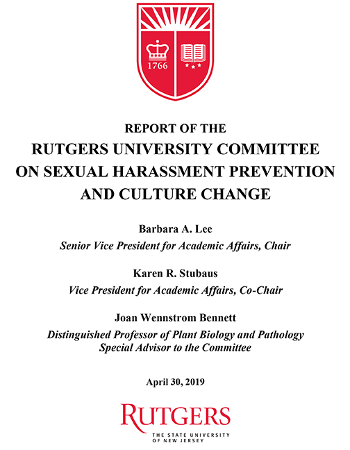 RU Sexual Harassment Committee Report Cover